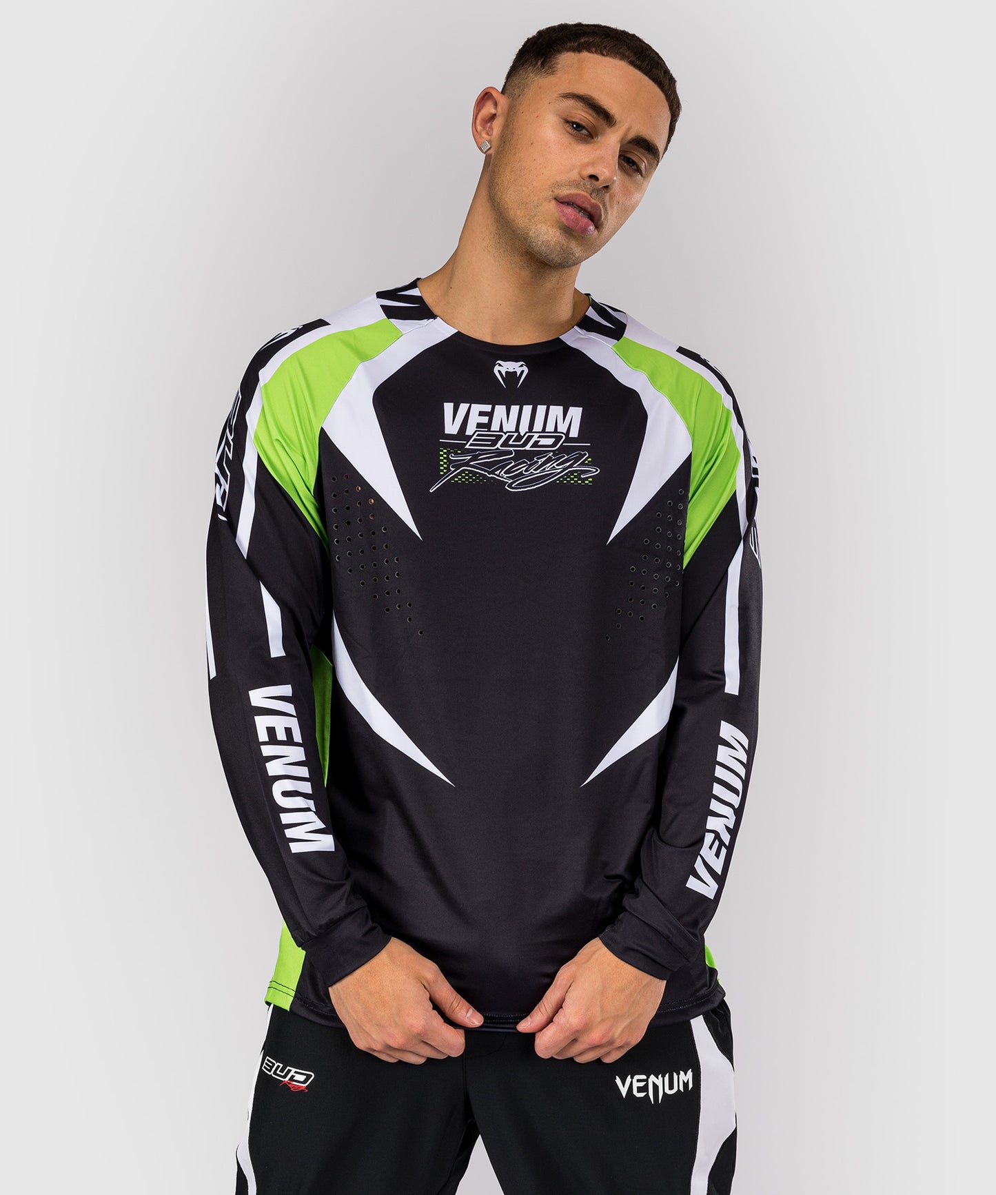 Venum x Bud Racing Men's Dry-Tech T-Shirt - Black/White/Lime Green