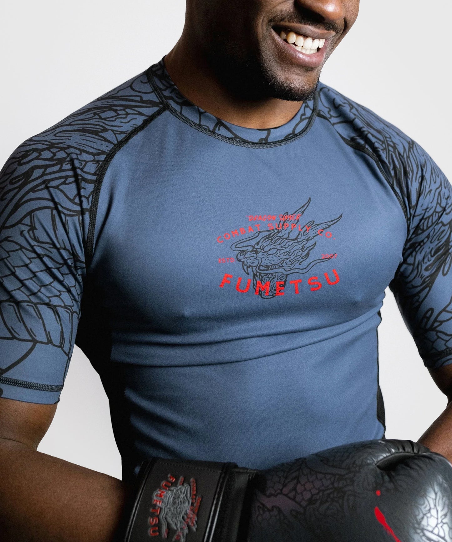 Fumetsu Dragon Slayer Short Sleeve Rashguard - Blue/Red