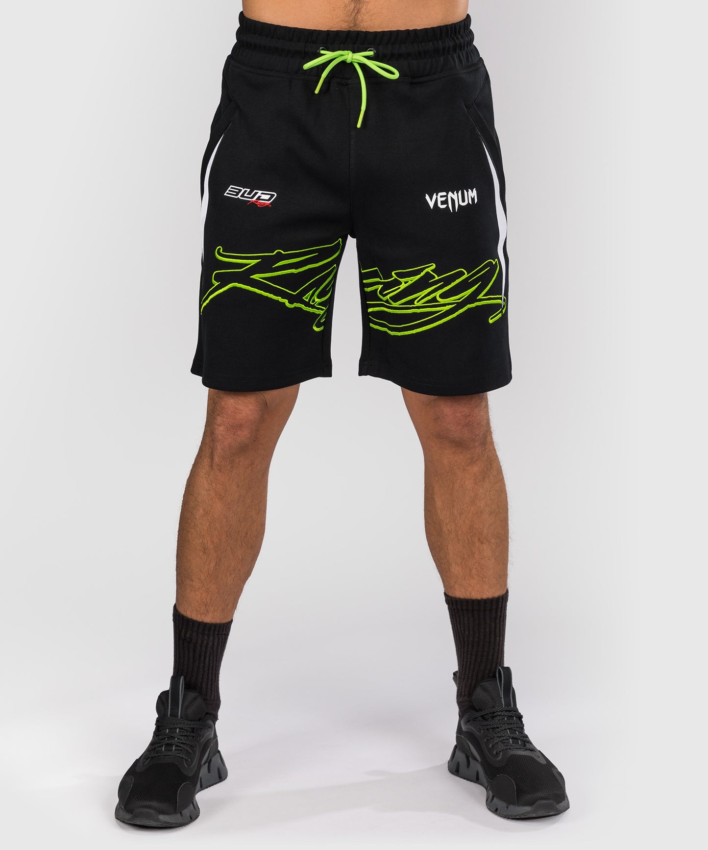 Venum x Bud Racing Men's Cotton Shorts - Black/White/Lime Green