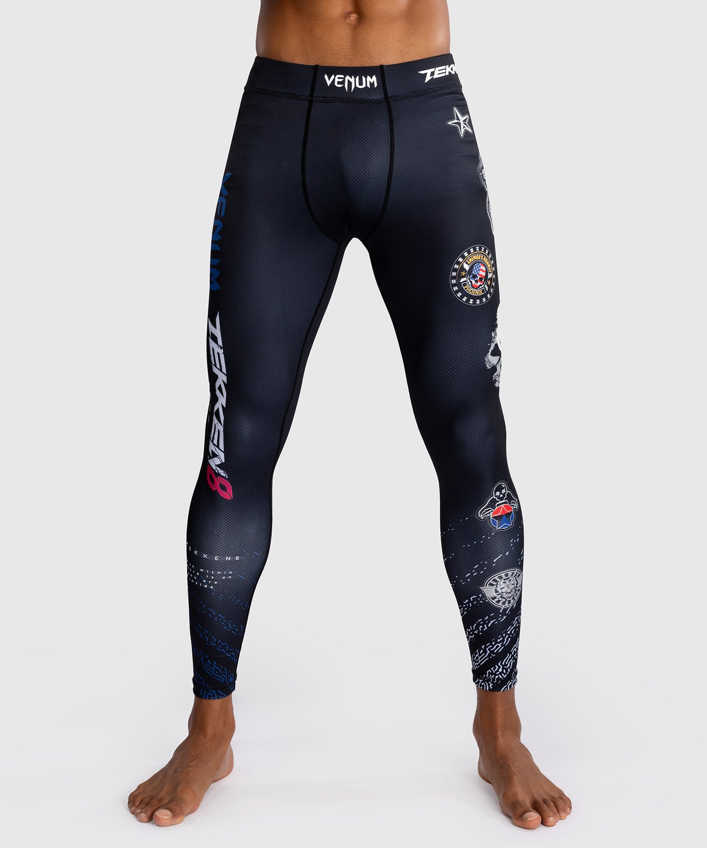 Venum x Tekken 8 Compression Pants - Paul Phoenix - Black/Blue