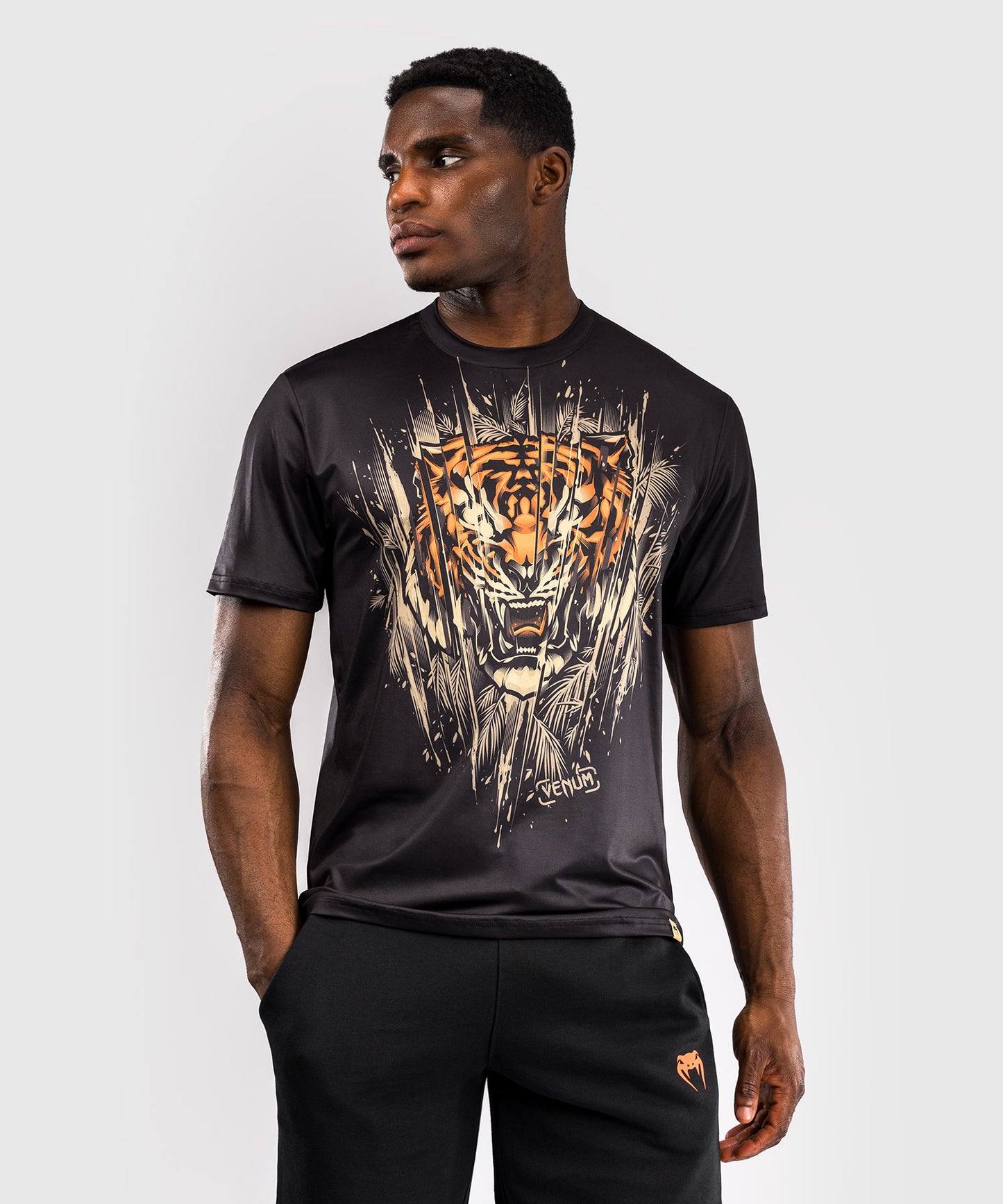 Venum Tiger Camiseta Dry Tech para Hombre - Negro/Naranja Neón