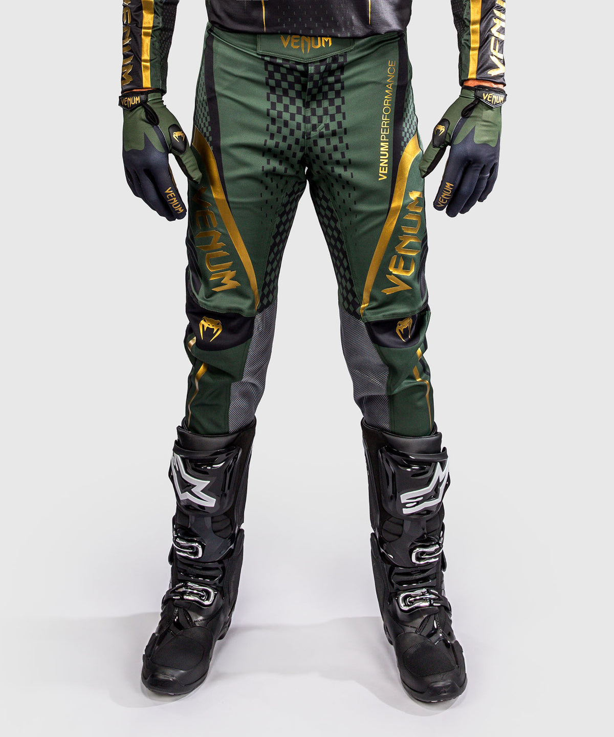 Venum MX Challenger Pantaloni da Motocross - Nero/Verde/Oro