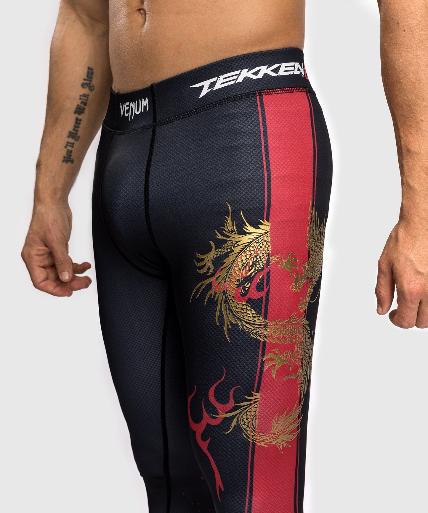 Venum x Tekken 8 Compression Pants - Marshall Law - Black/Red/Gold