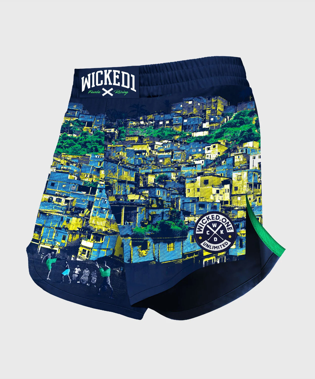 Wicked One Element Favela Rising Fight Shorts - Navy Blue