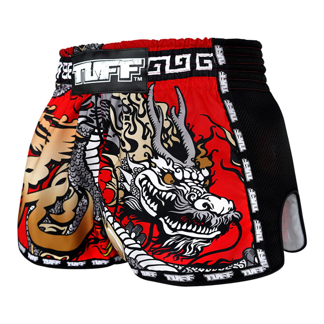 Tuff Retro Style Shorts de Muay Thai – Rojo