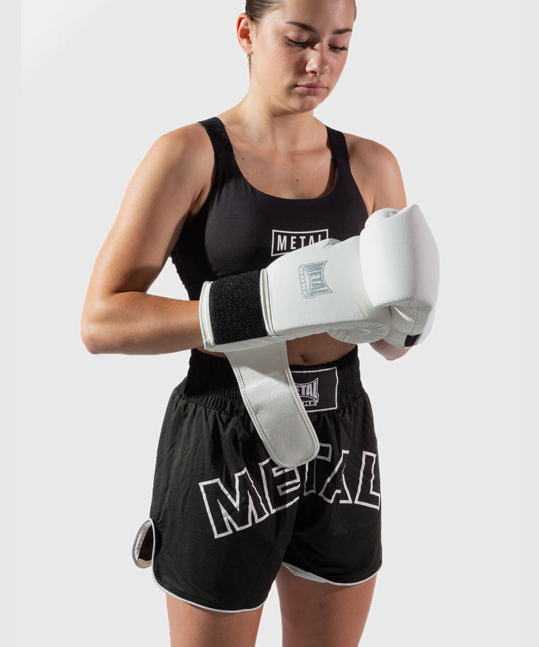 Metal Boxe Genezis Leather Boxing Gloves - White