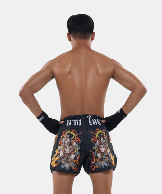Tuff Payak Raijin The Thunder God Muay Thai Shorts - Schwarz