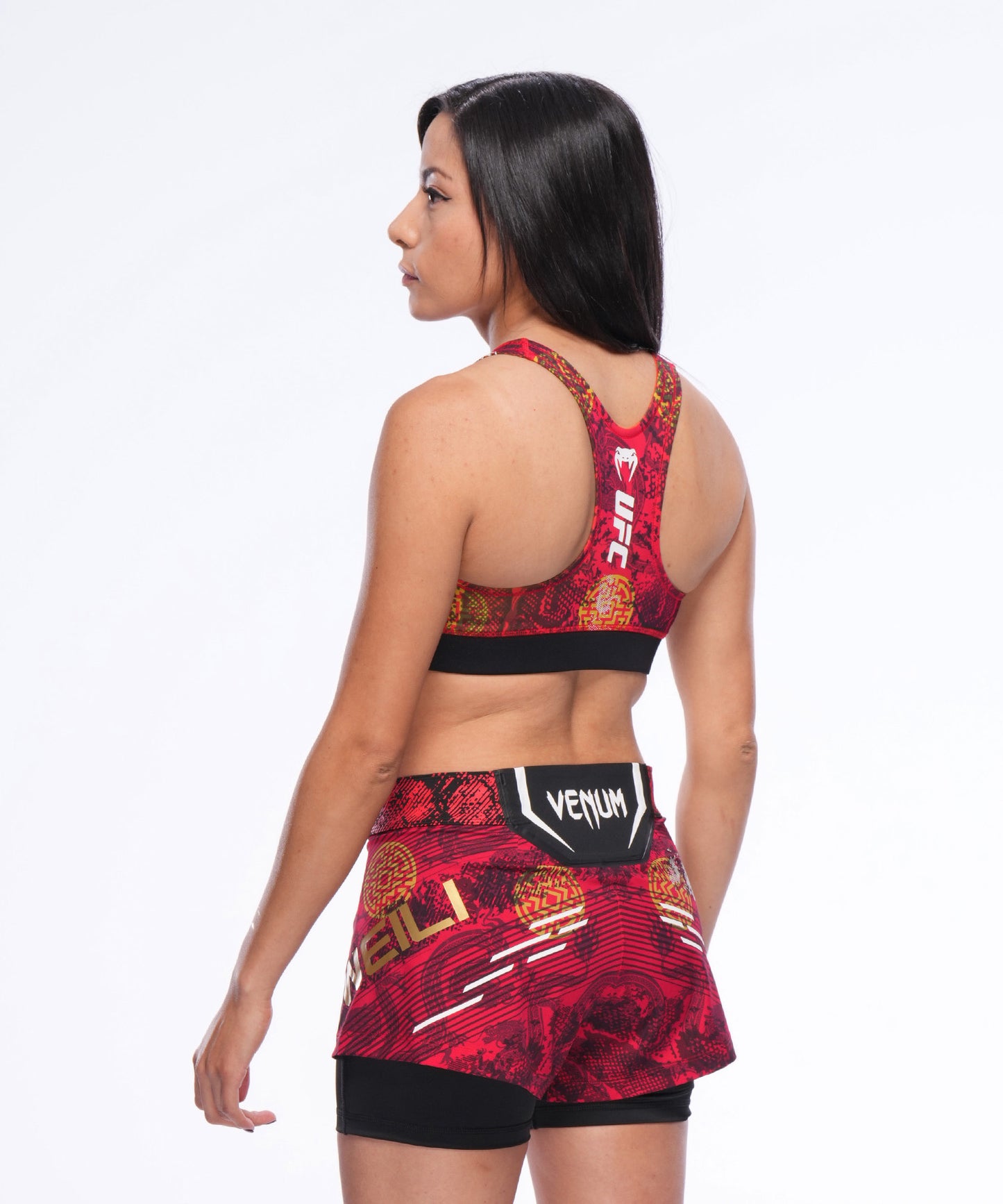 UFC Adrenaline Unrivaled by Venum Weili Zhang Fightshort - Rot/Gelb/Schwarz