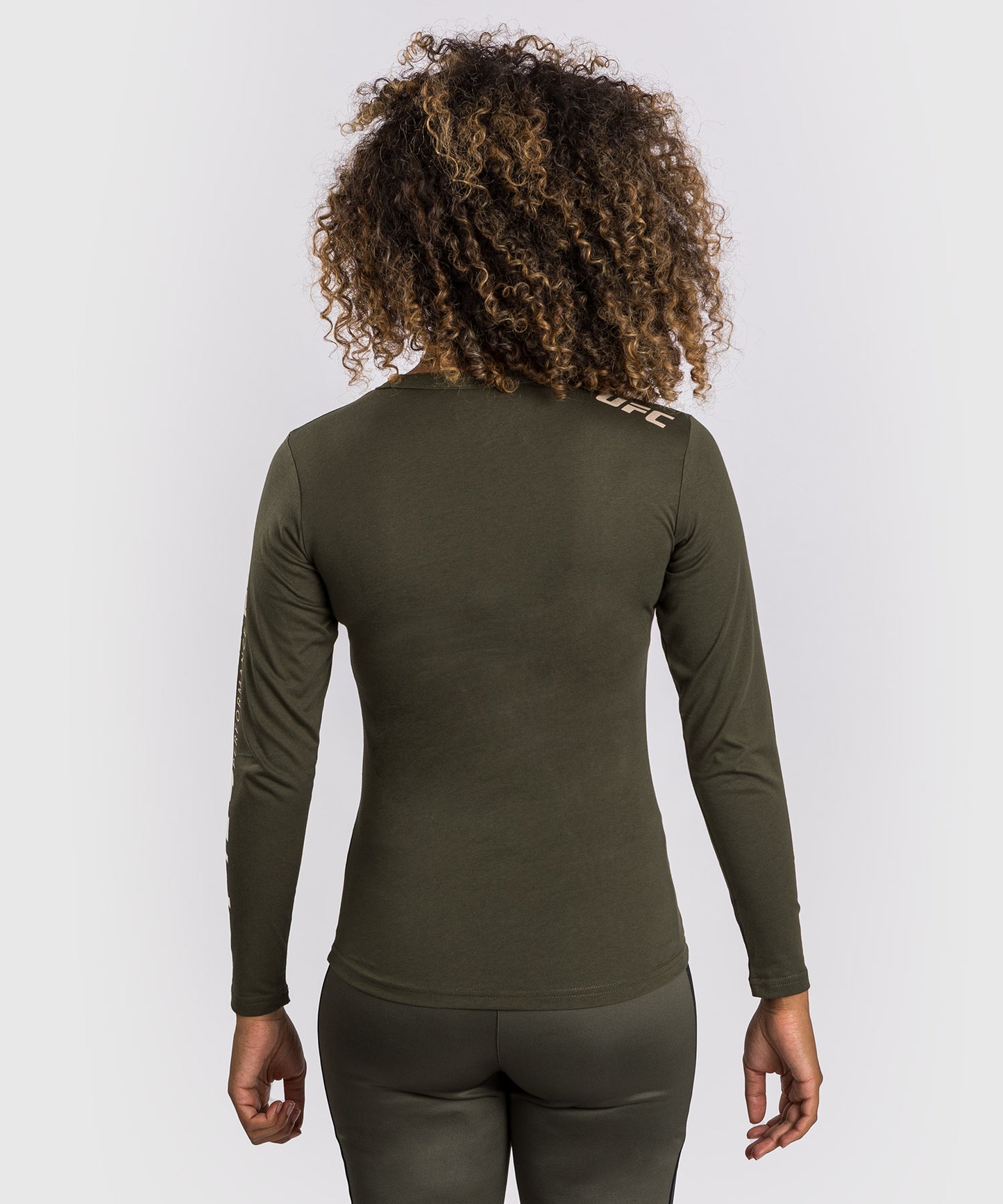 T-shirt à manches longues en coton pour Femmes UFC Adrenaline by Venum Fight Week - Kaki/Bronze