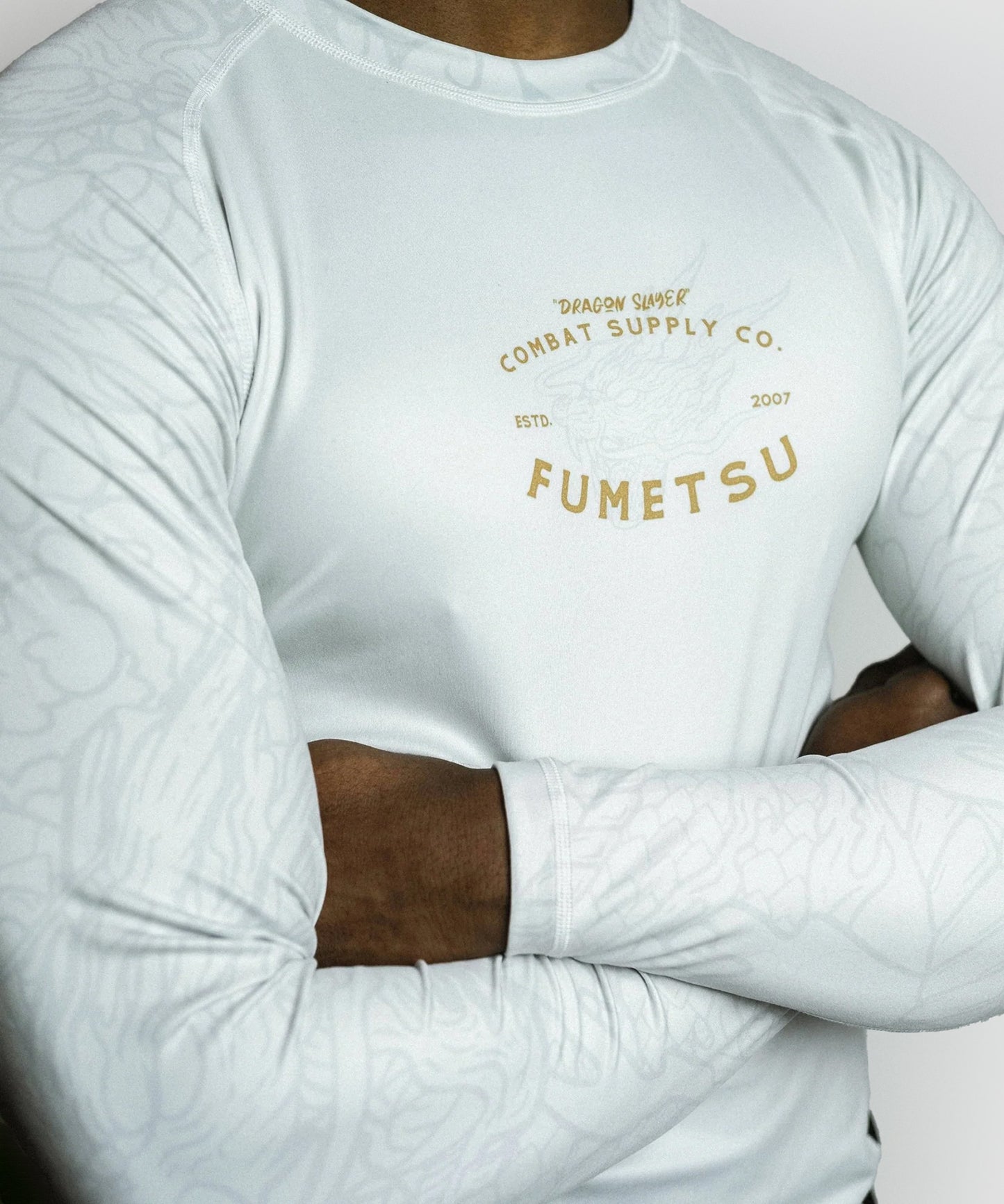 Fumetsu Dragon Slayer Long Sleeve Rashguard - White/Gold