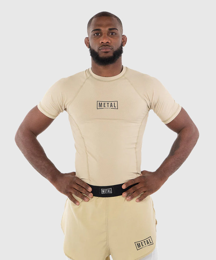 Rashguard Manches Courtes Metal Boxe Performance - Beige