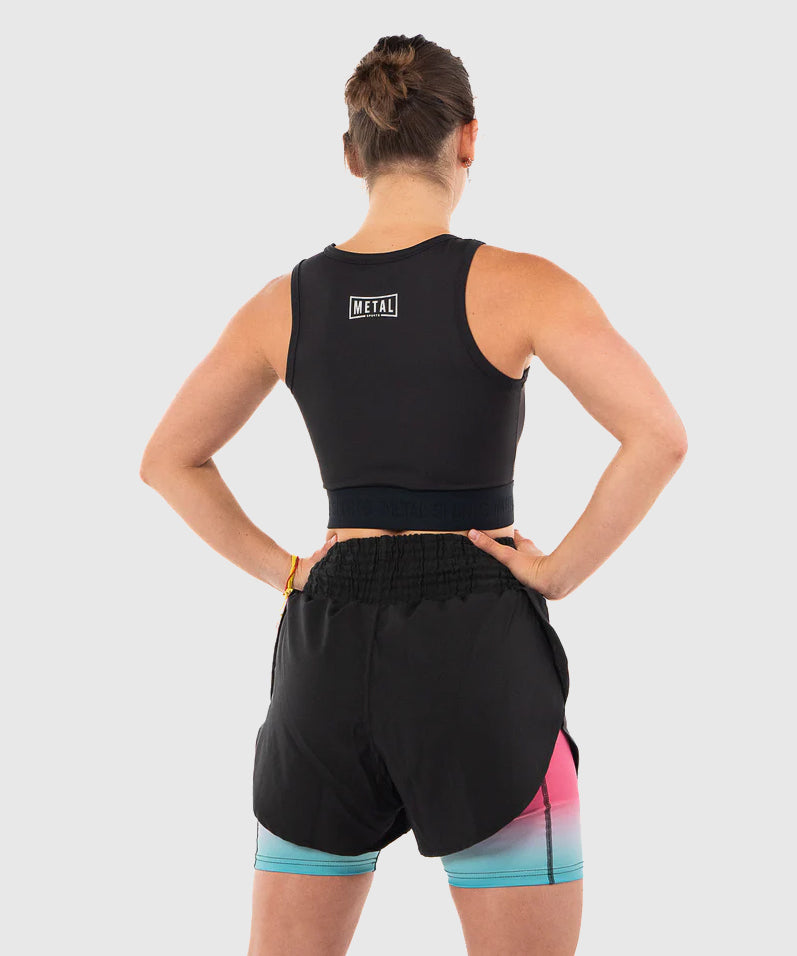 Women's Metal Boxing Sports Bra - Black