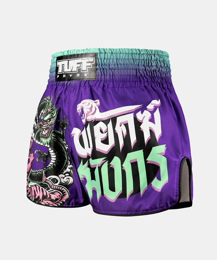 Tuff Payak Shadow & Flame Muay Thai Shorts - Purple