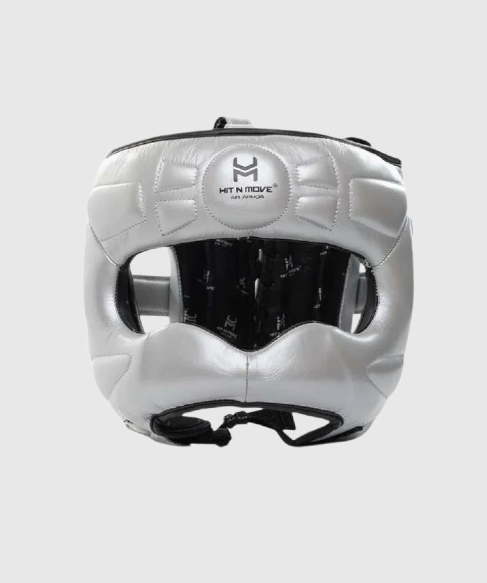 Hit N Move Air Armor Casco de Boxeo con Barra Facial - Plata