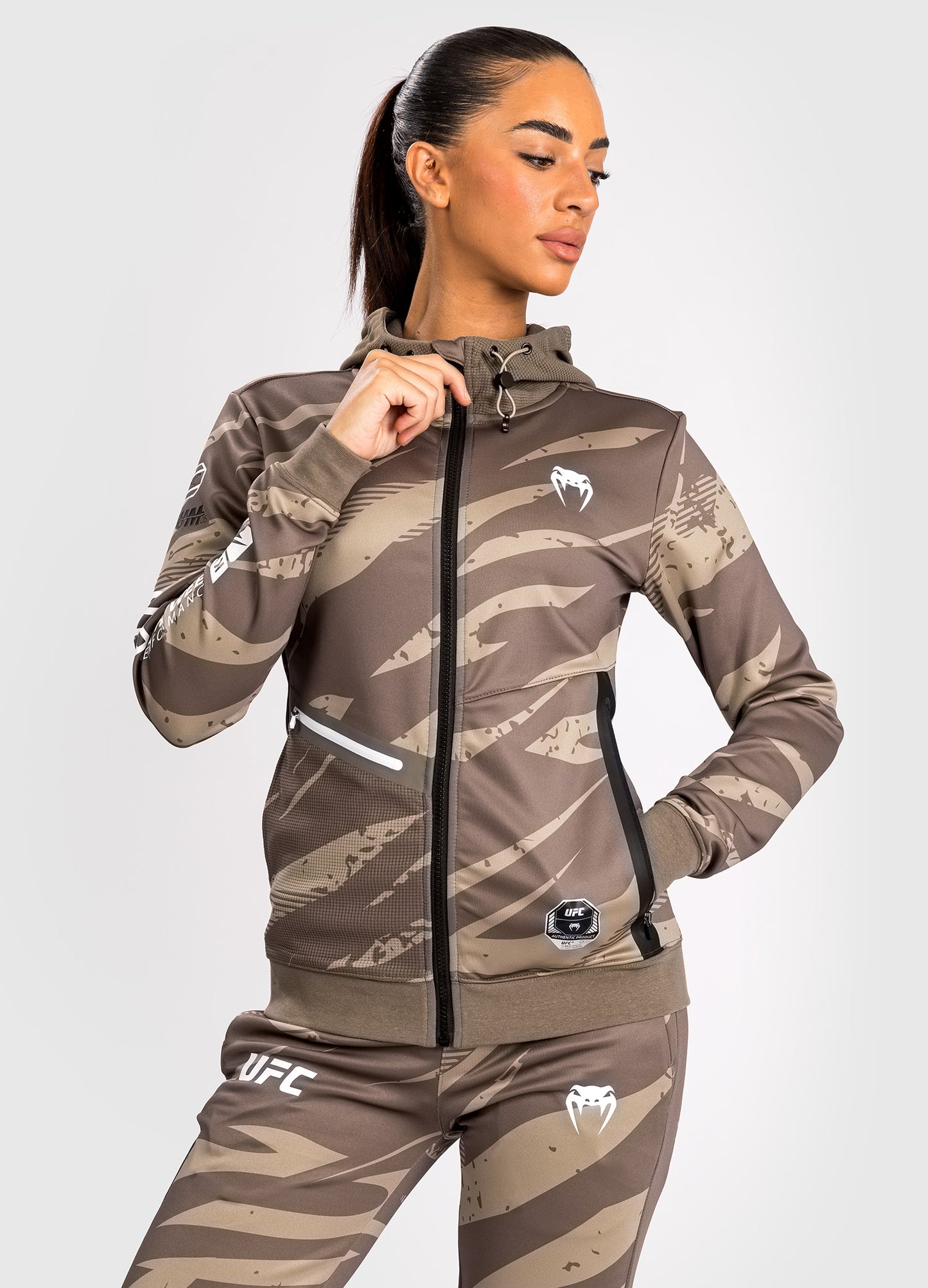 Veste À Capuche Zippé pour Femmes UFC Adrenaline by Venum Fight Week - Desert Camo