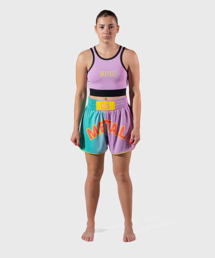 Metal Boxe One Post Cutting Treats Pantaloncini da Muay Thai - Viola