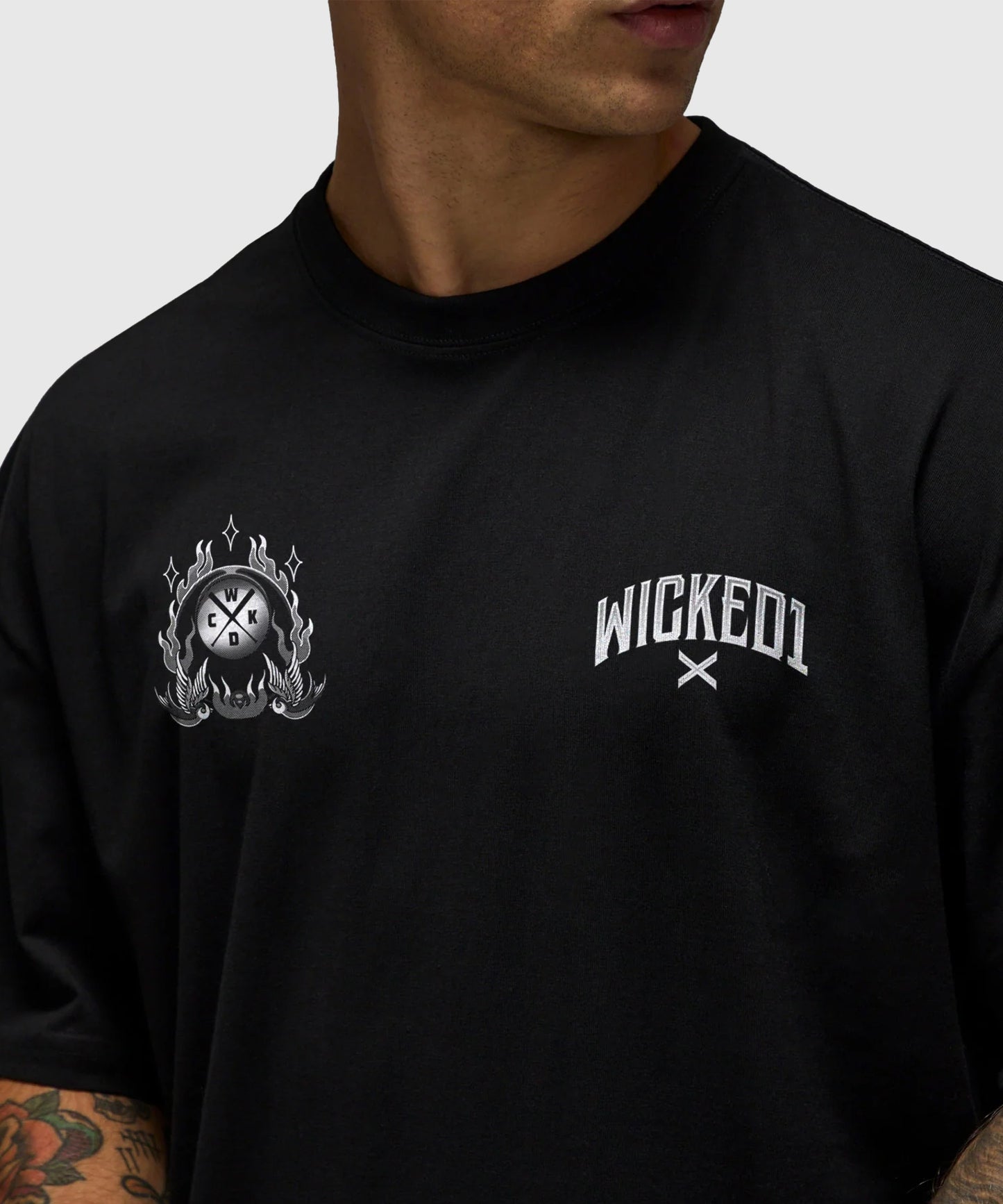 T-Shirt Oversize Wicked One Swallow - Noir