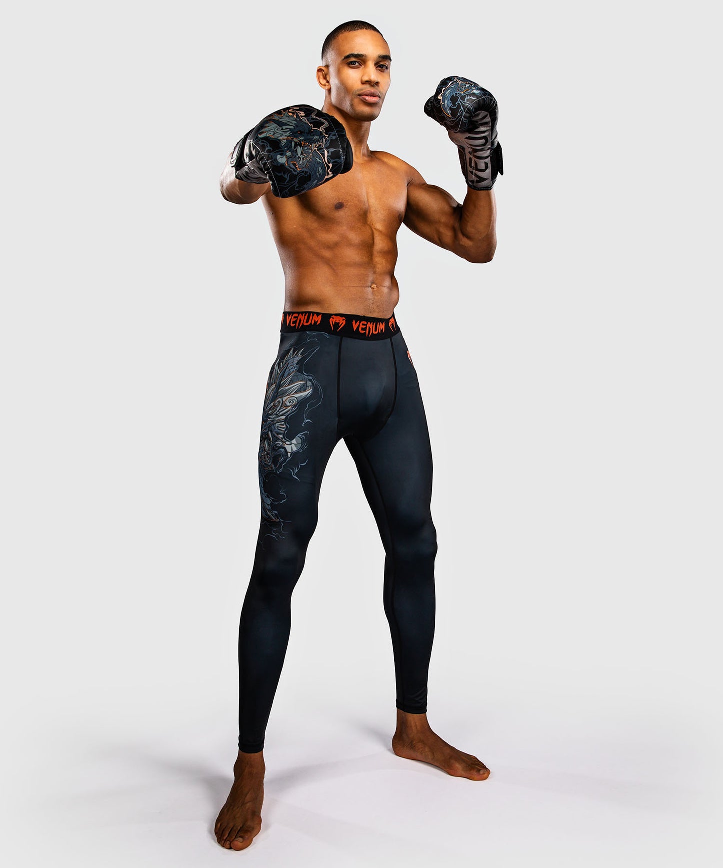 Pantalon de compression Venum Thunder Dragon – Noir/Gris/Cuivre