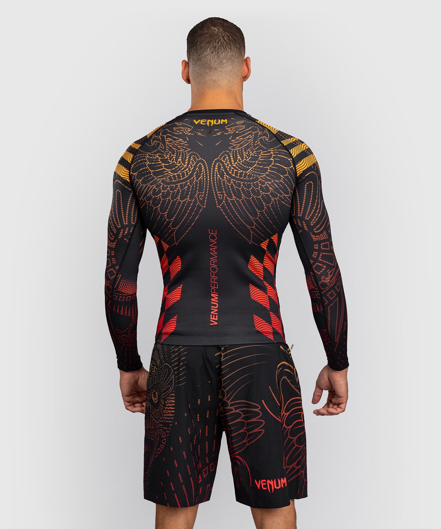 Venum Quetzal Fury Langarm Rashguard - Schwarz/Fury Rot/Tangerine