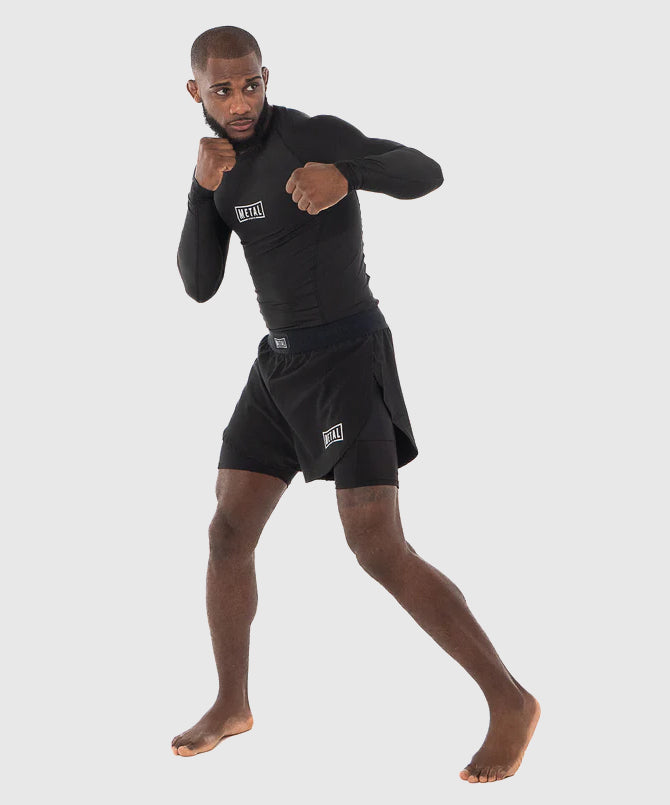 Fightshort 2 En 1 Metal Boxe - Noir