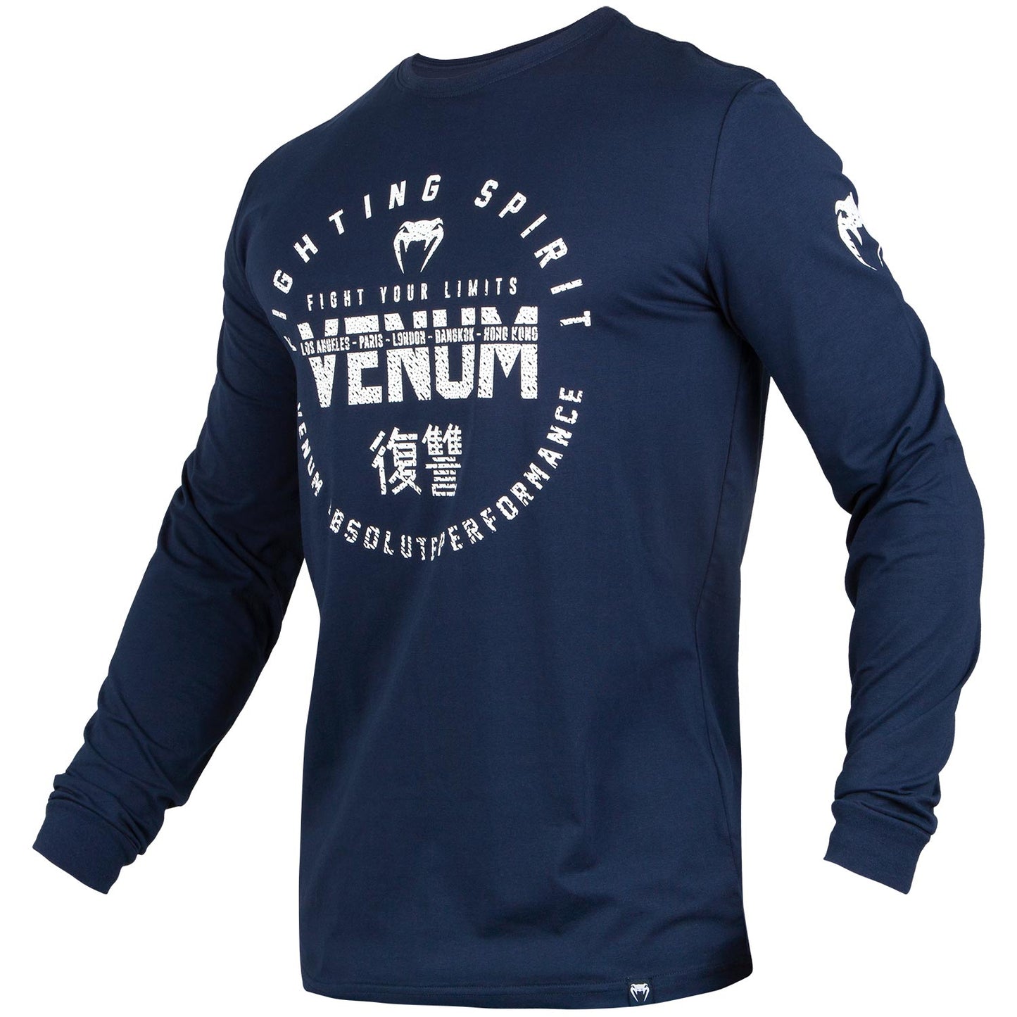 Venum Signature T-Shirt - Long Sleeve - Navy/White