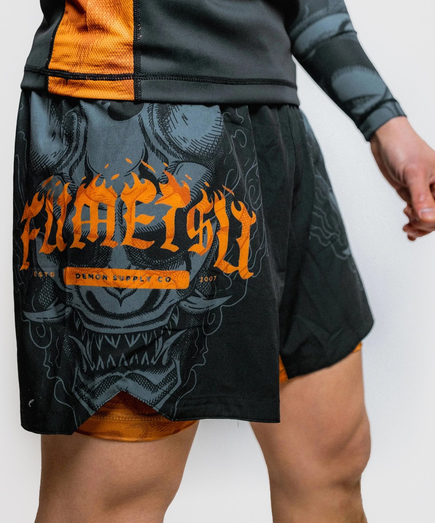 Fightshort Fumetsu Dual Layer Oni - Black/Grey/Bronze