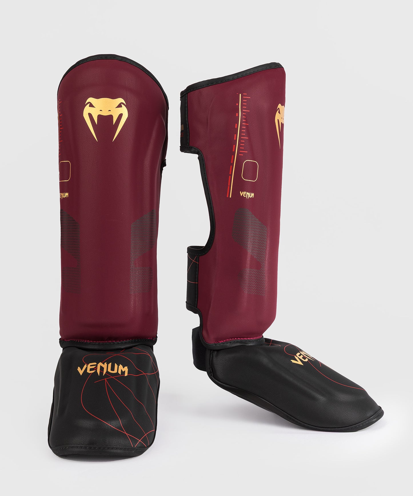 Venum Tactical XT Shin Guards - Black/Burgundy/Gold