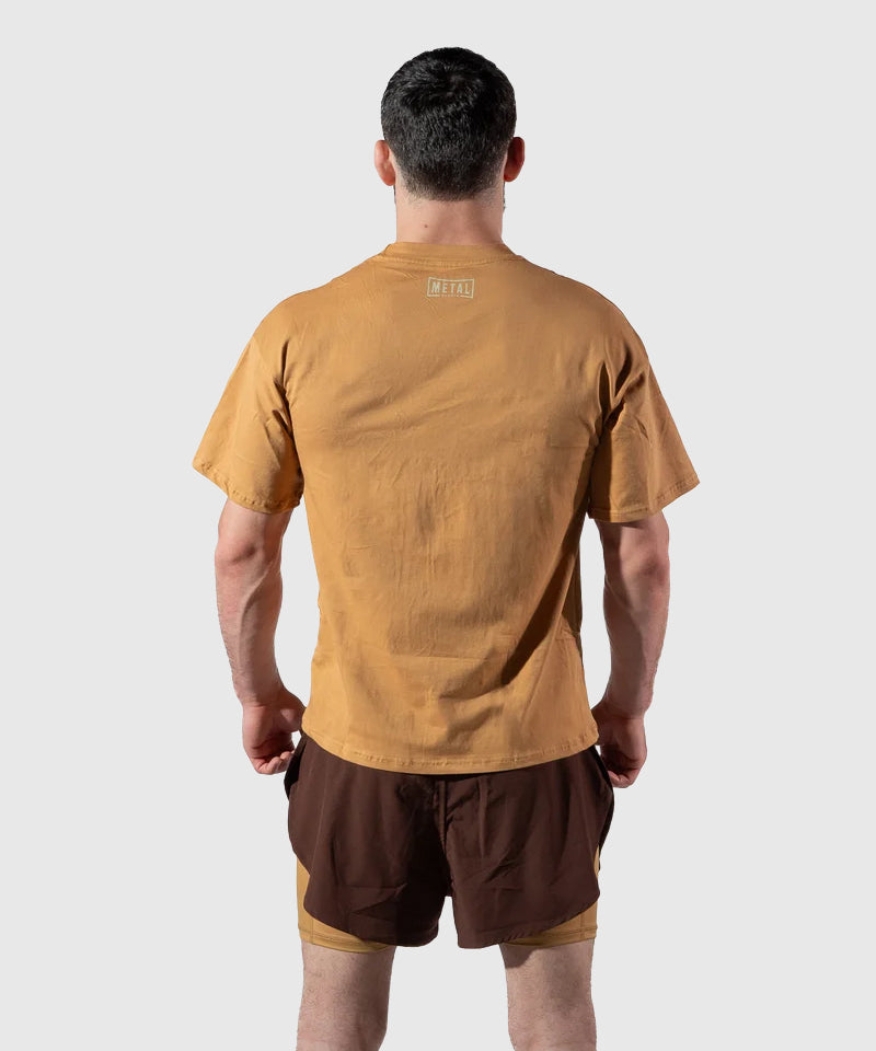 T-Shirt Coton Metal Boxe Caucasian Hills - Beige
