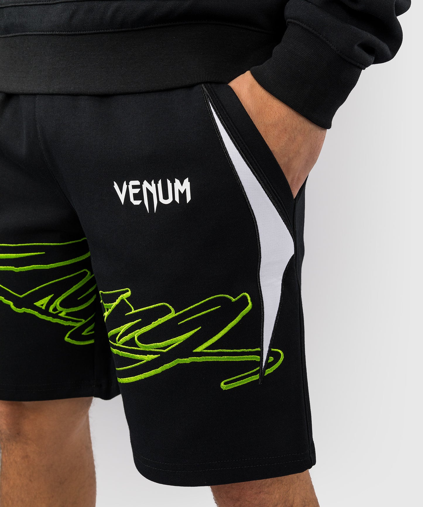 Venum x Bud Racing Men's Cotton Shorts - Black/White/Lime Green