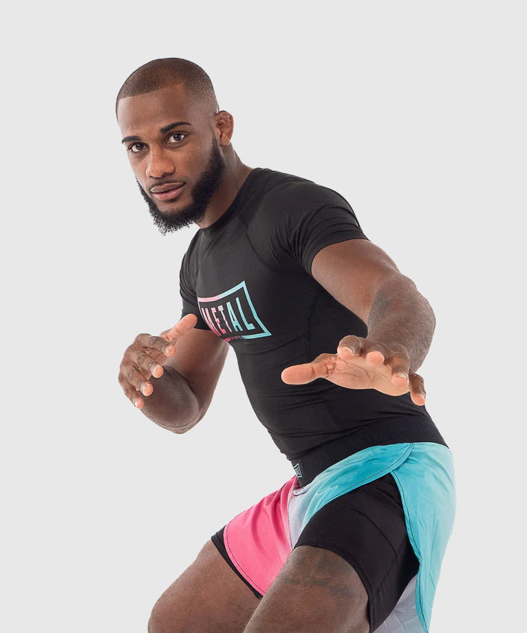 Rashguard Manches Courtes Metal Boxe Performance Miami - Noir