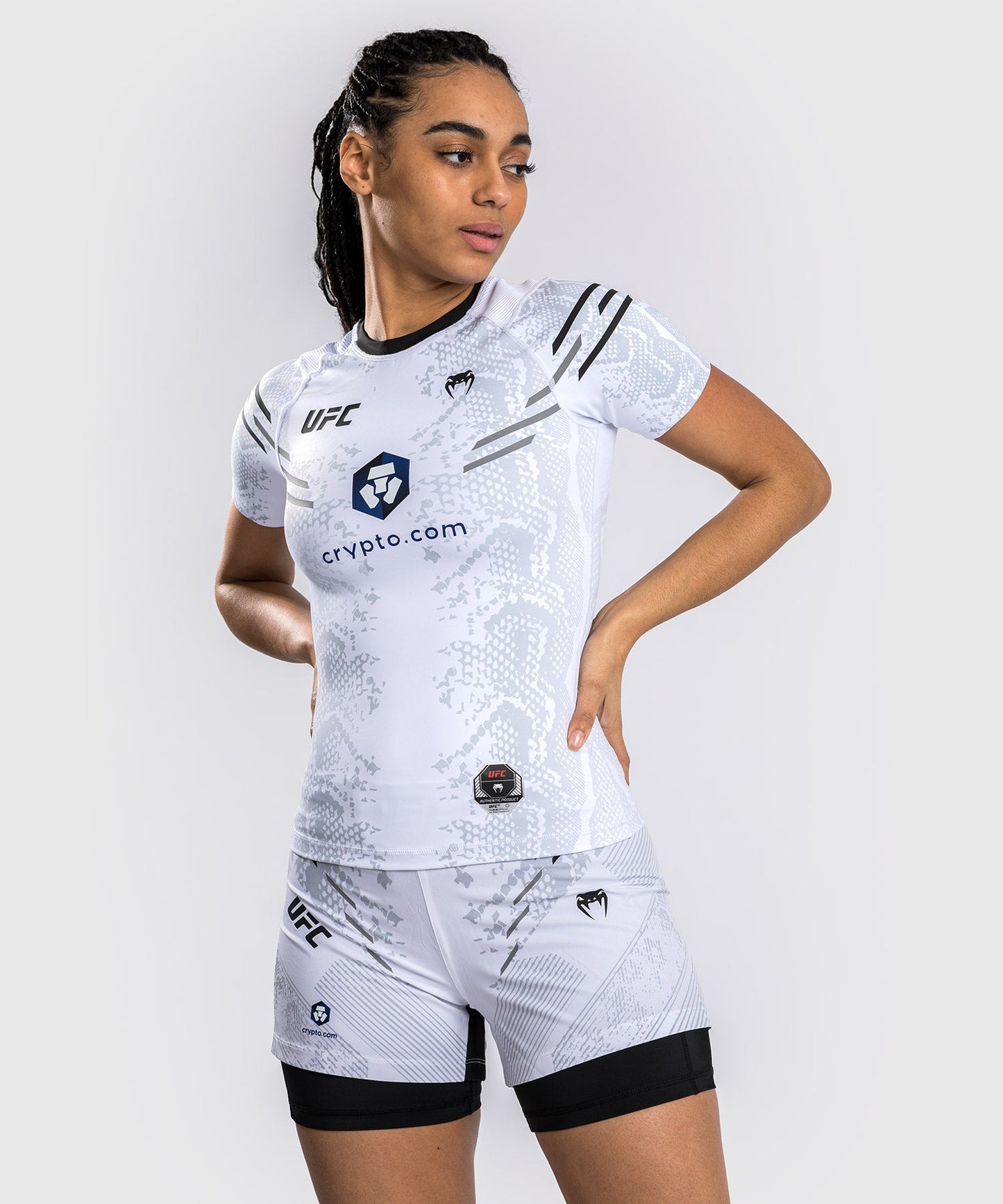 Women's UFC Authentic Adrenaline Fight Night Short Sleeve Rashguard By Venum - White