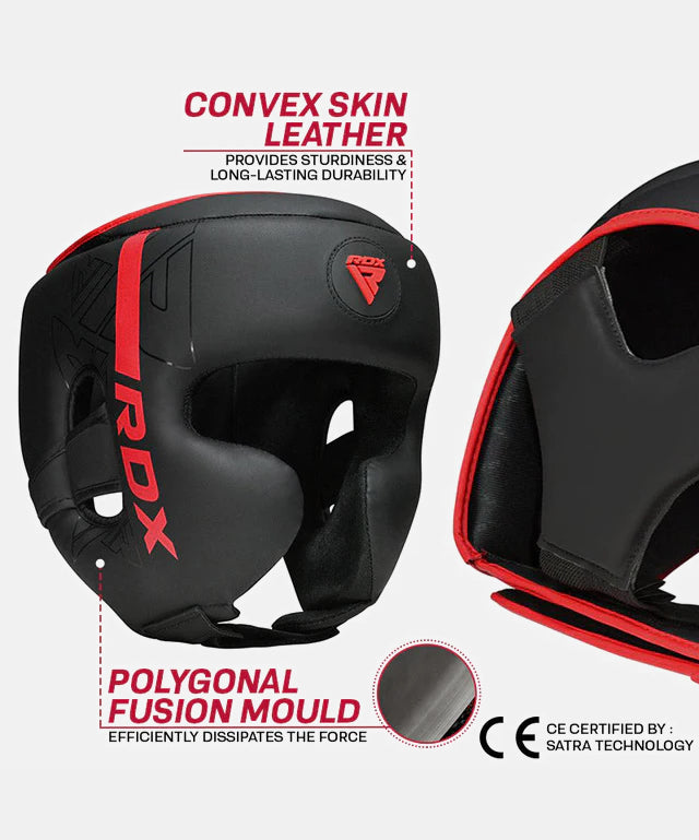 RDX Kara Casco de Boxeo - Negro/Rojo