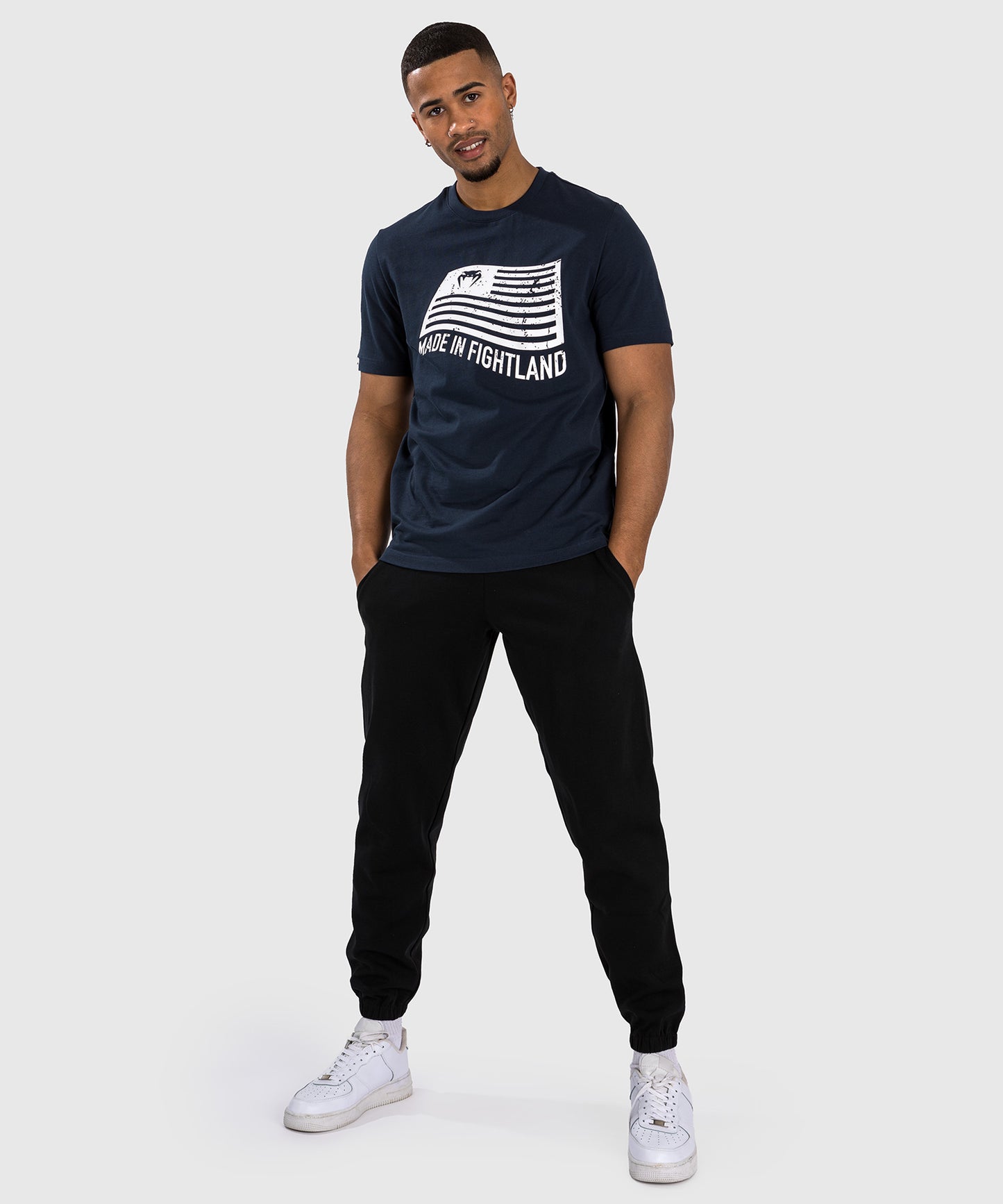 T-Shirt Venum Made in Fightland - Bleu marine/blanc