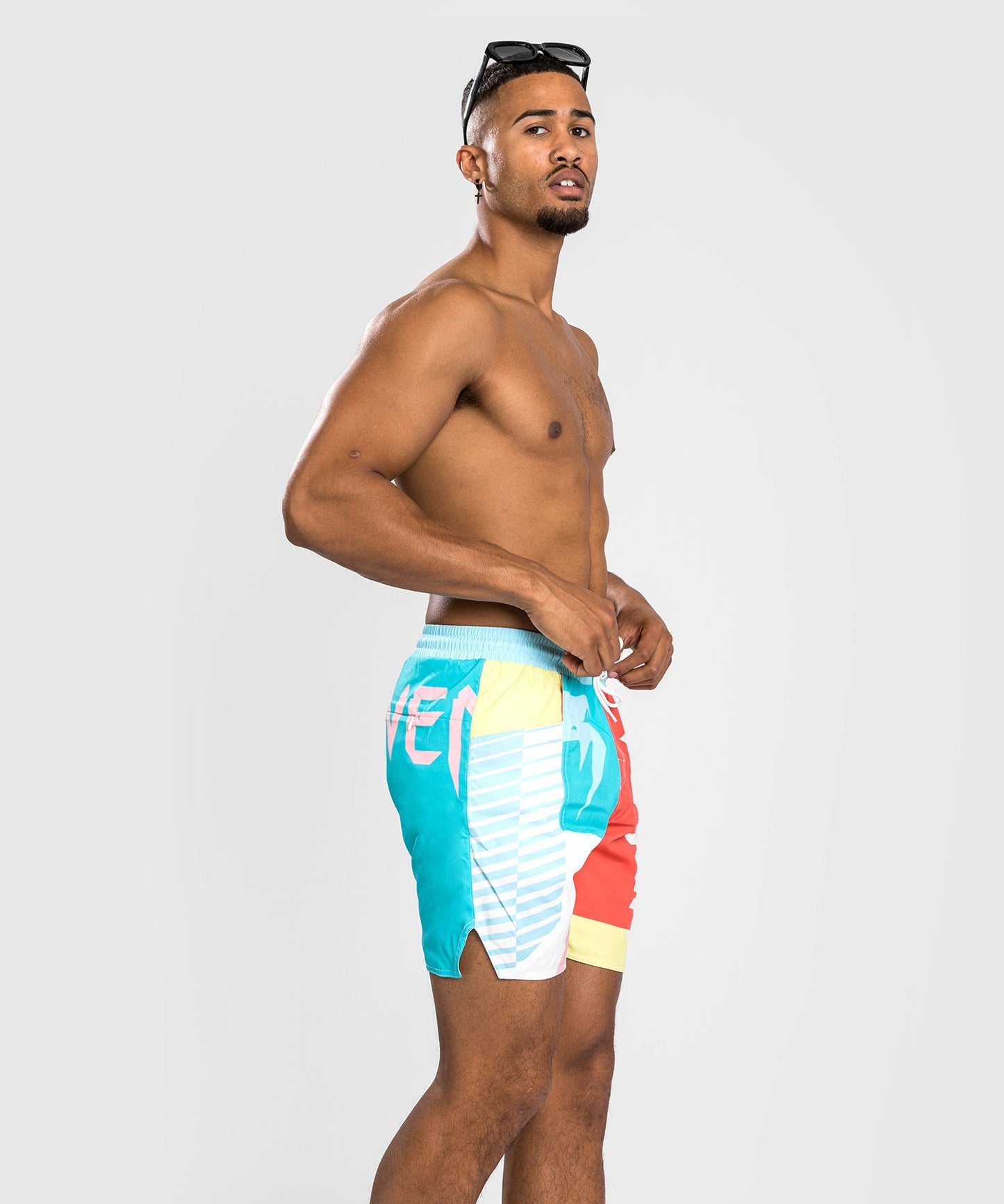 Venum Summer 88 Swim Shorts - Light Blue/Red Flame