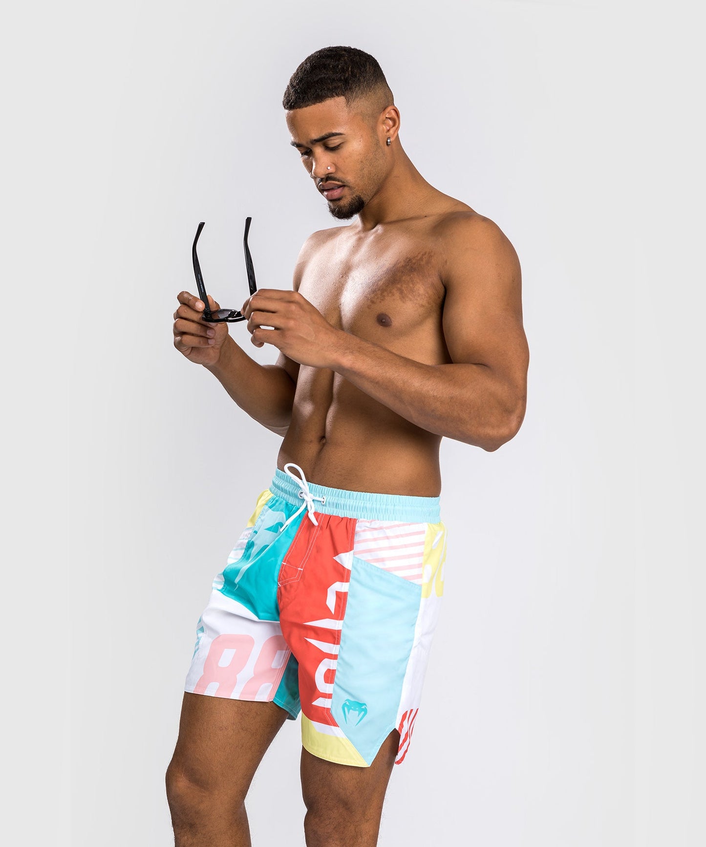 Venum Summer 88 Swim Shorts - Light Blue/Red Flame