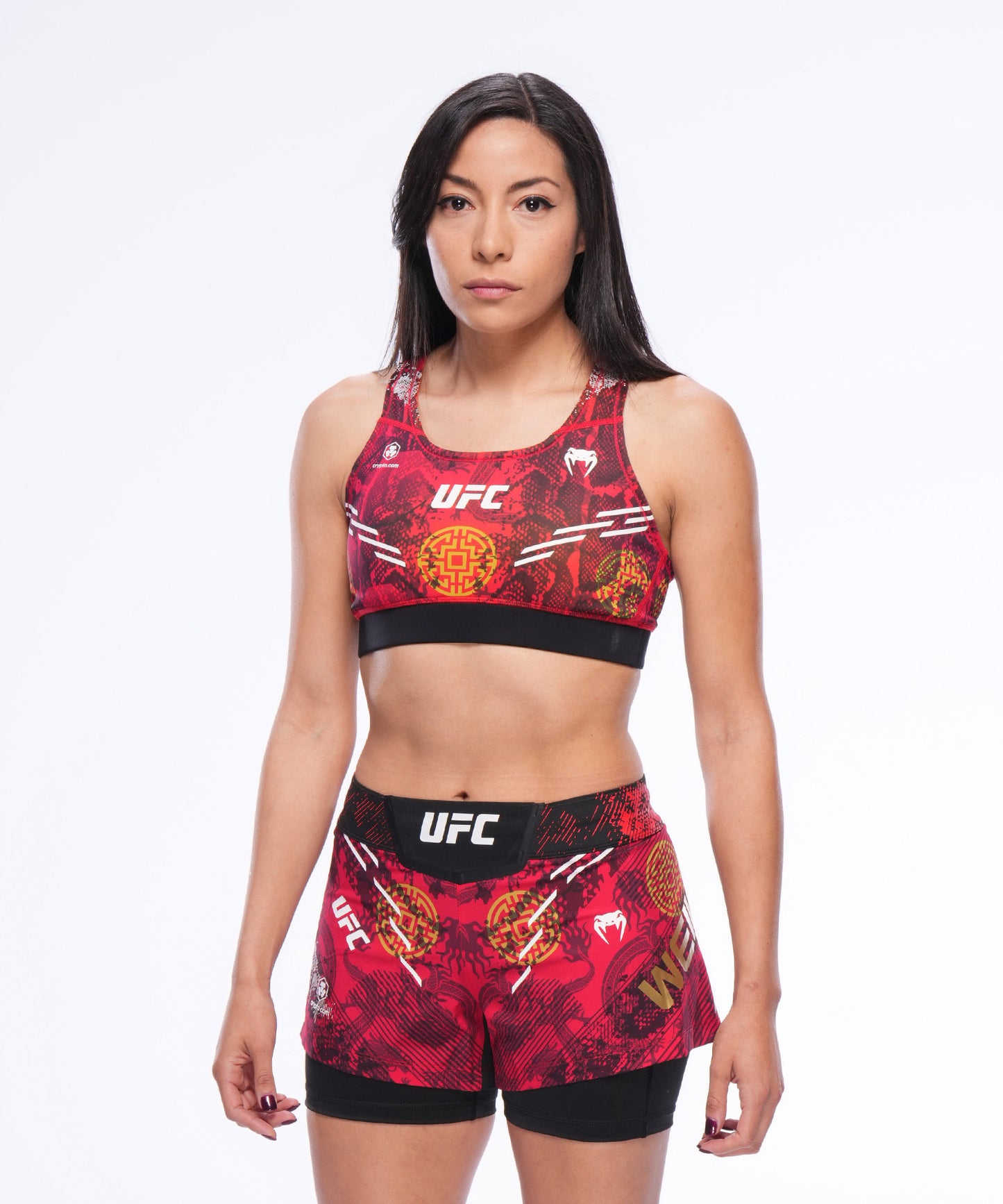 UFC Adrenaline Unrivaled by Venum Weili Zhang Fightshort - Rot/Gelb/Schwarz