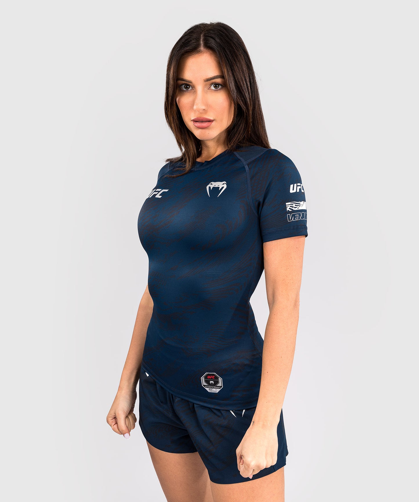 UFC Fusion by Venum Fight Week Damen Performance Kurzarm Rashguard - Ozeanisches Blau