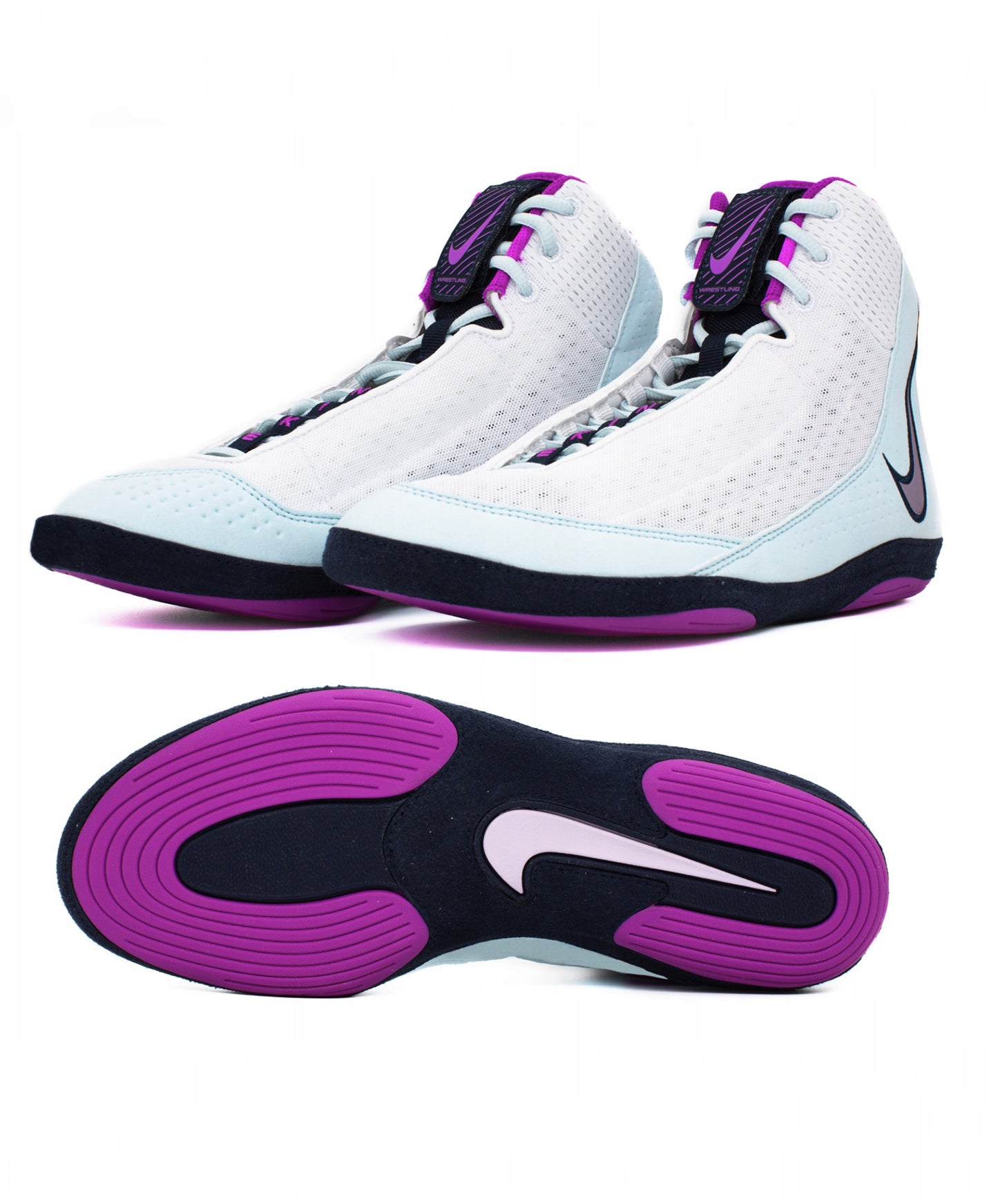 Nike Inflict 4 Wrestling Shoes - White/Violet/Blue