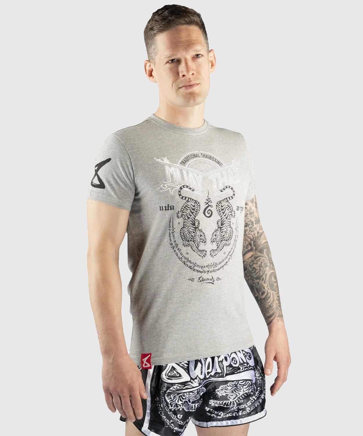 8 Weapons Sak Yant Tigers T-shirt - Grey