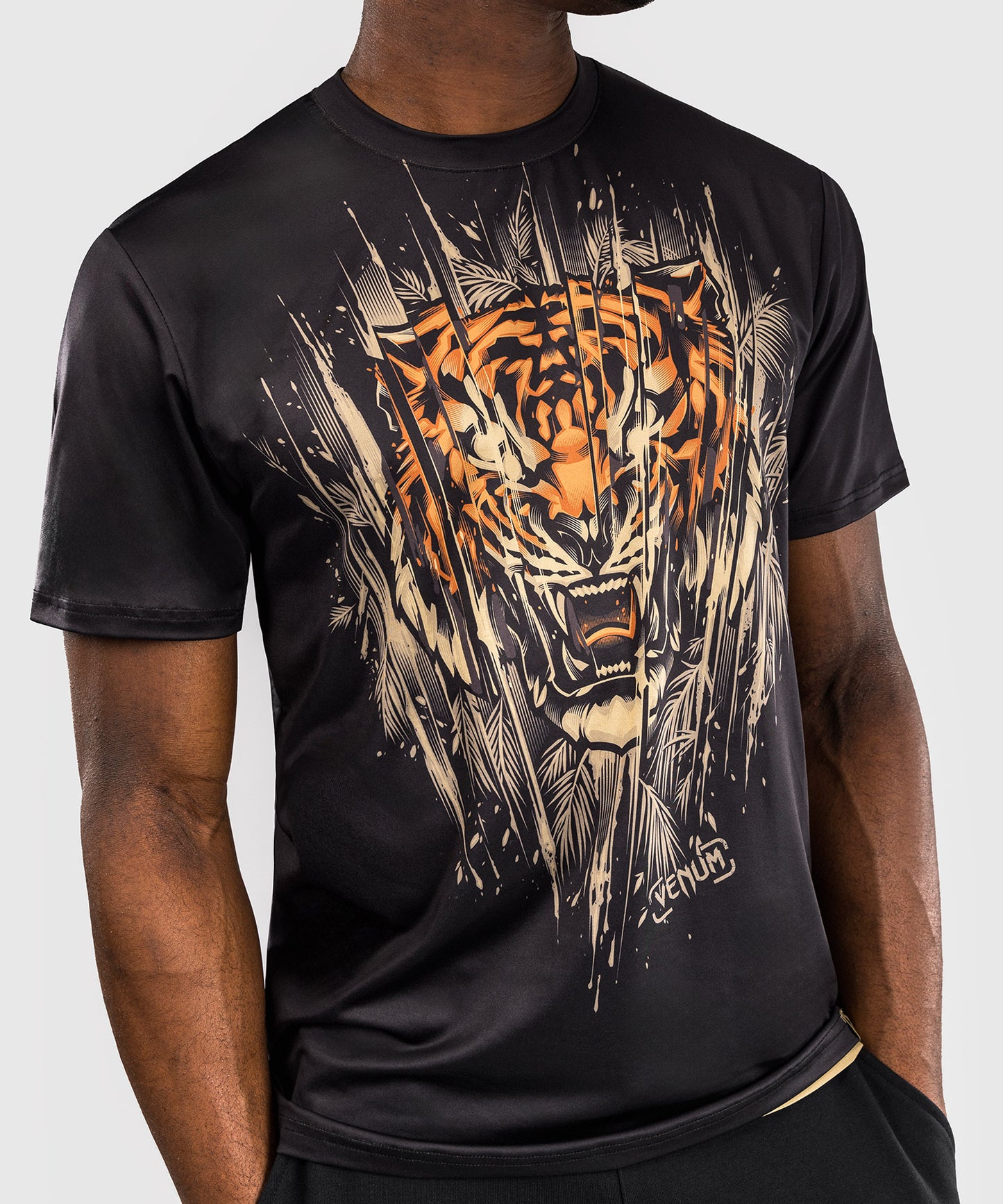 Venum Tiger Camiseta Dry Tech para Hombre - Negro/Naranja Neón