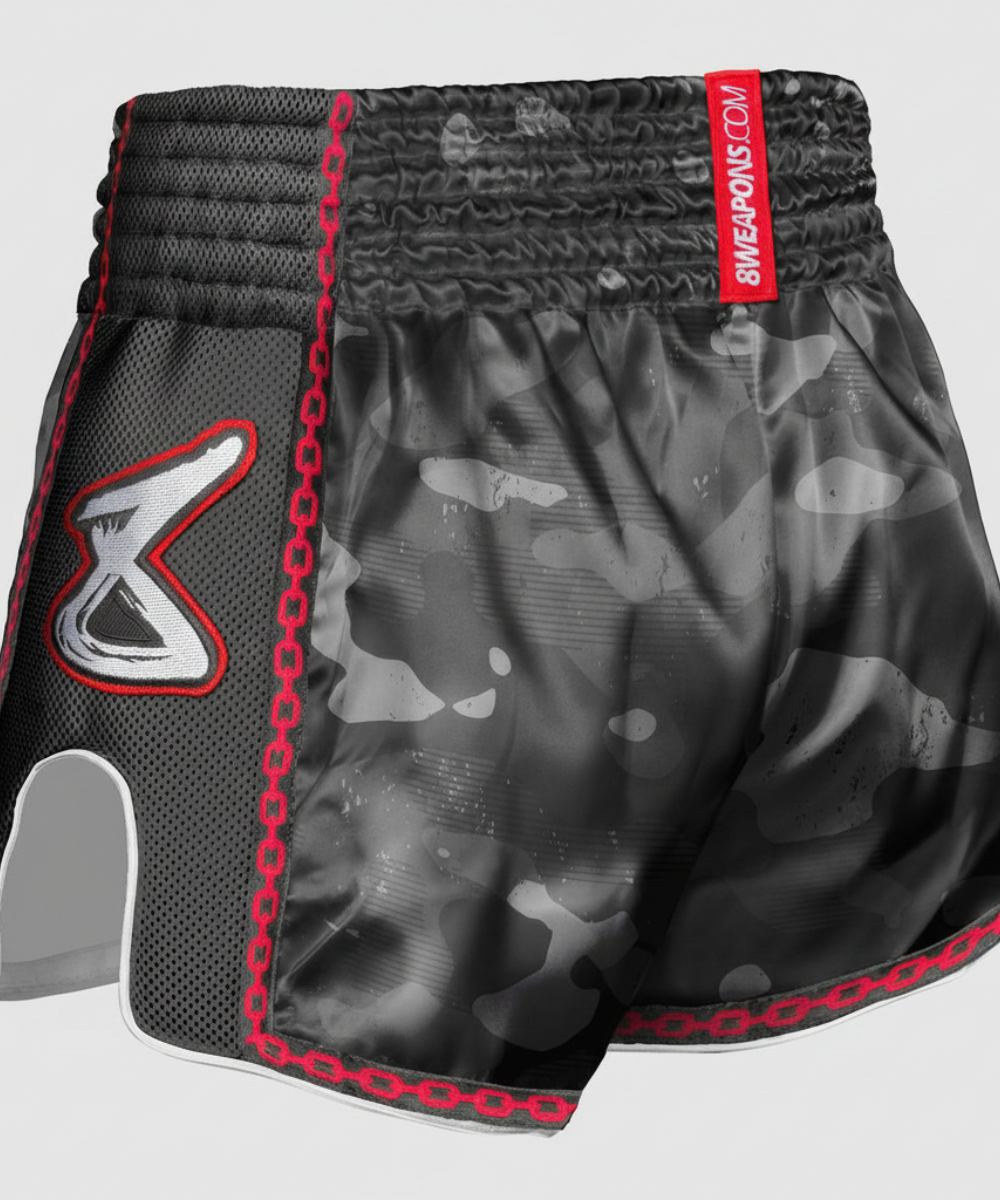 Short de Muay Thai 8 Weapons - Urban Camo 2.0 - Noir/Rouge