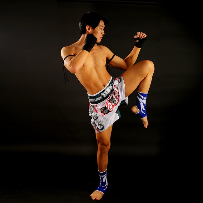 Short Muay Thai Tuff White Tiger - Blanc