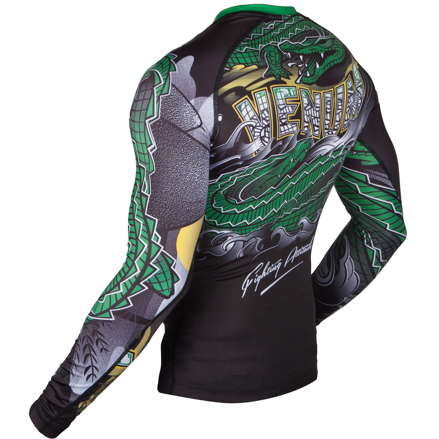 Rashguard Venum Crocodile - Nero/Verde - Maniche lunghe