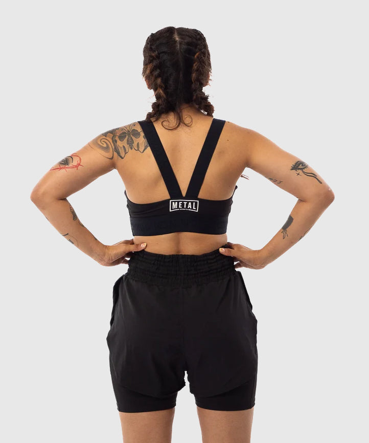 Metal Boxe Pantalones de Combate 2 en 1 de Mujer - Negro