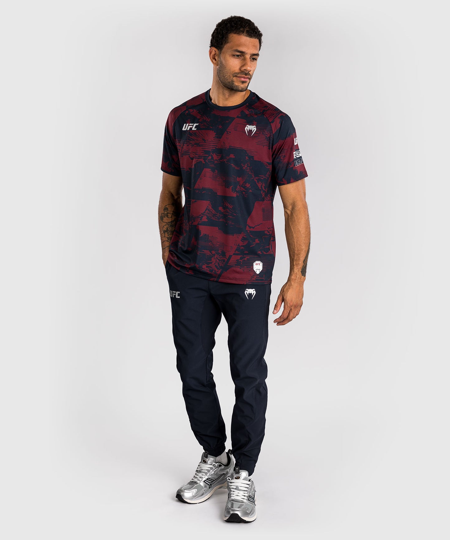 T-shirt manches courtes Performance Homme UFC Zenith by Venum Authentic Fight Week - Bleu marine/Bordeaux/Argent