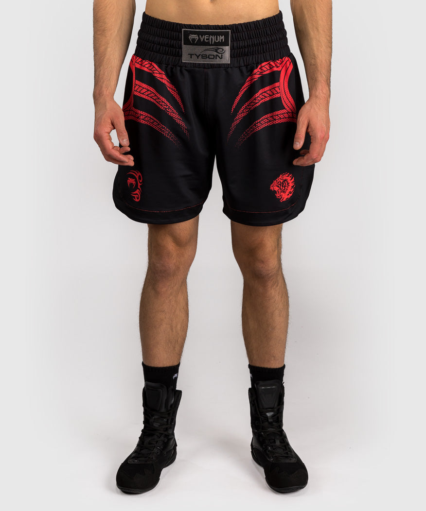 Venum x Mike Tyson Tiger Shorts de Boxeo - Negro Profundo/Rojo Intenso