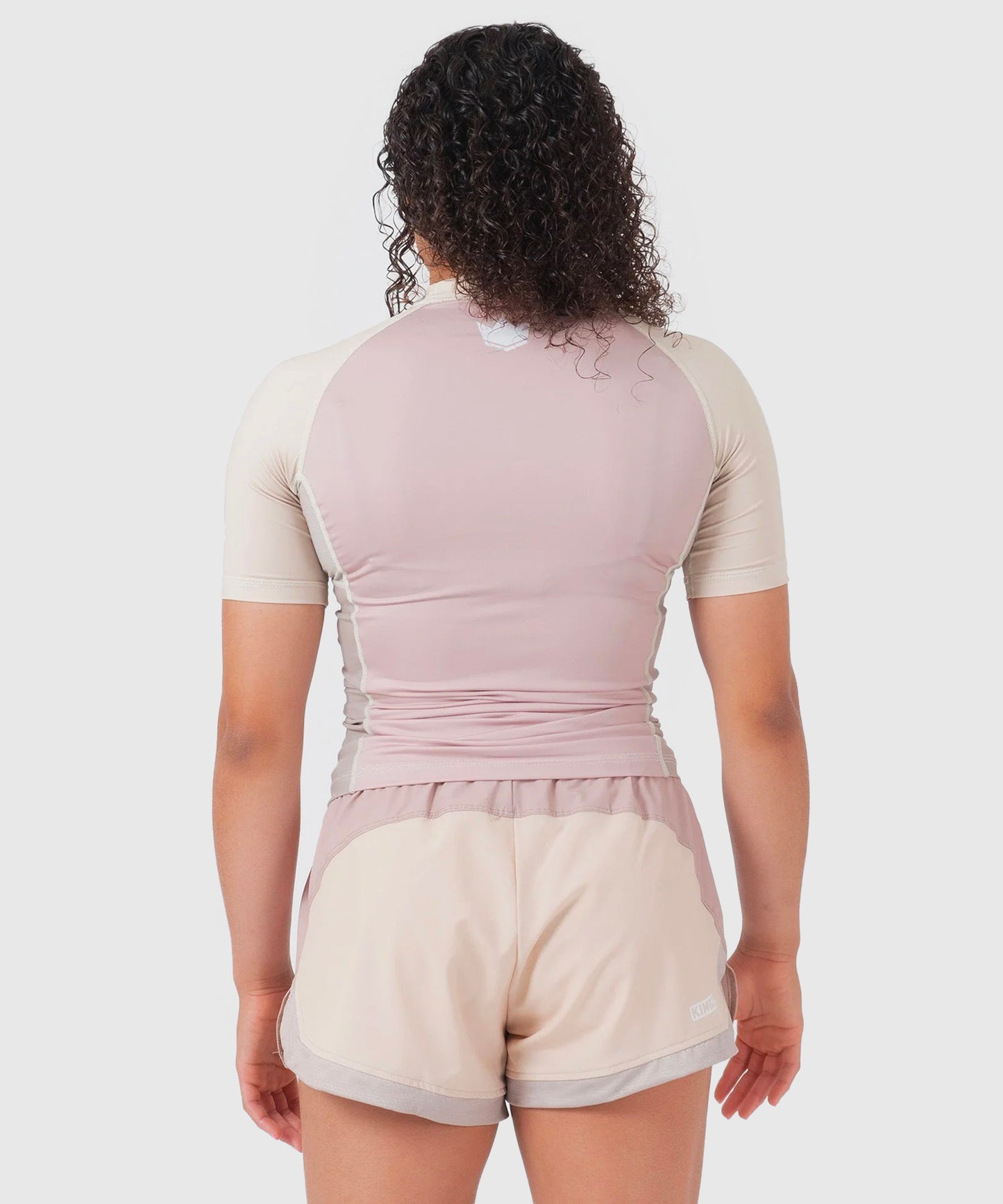 Kingz Terra Rashguard a Maniche Corte da Donna - Rosa/Beige