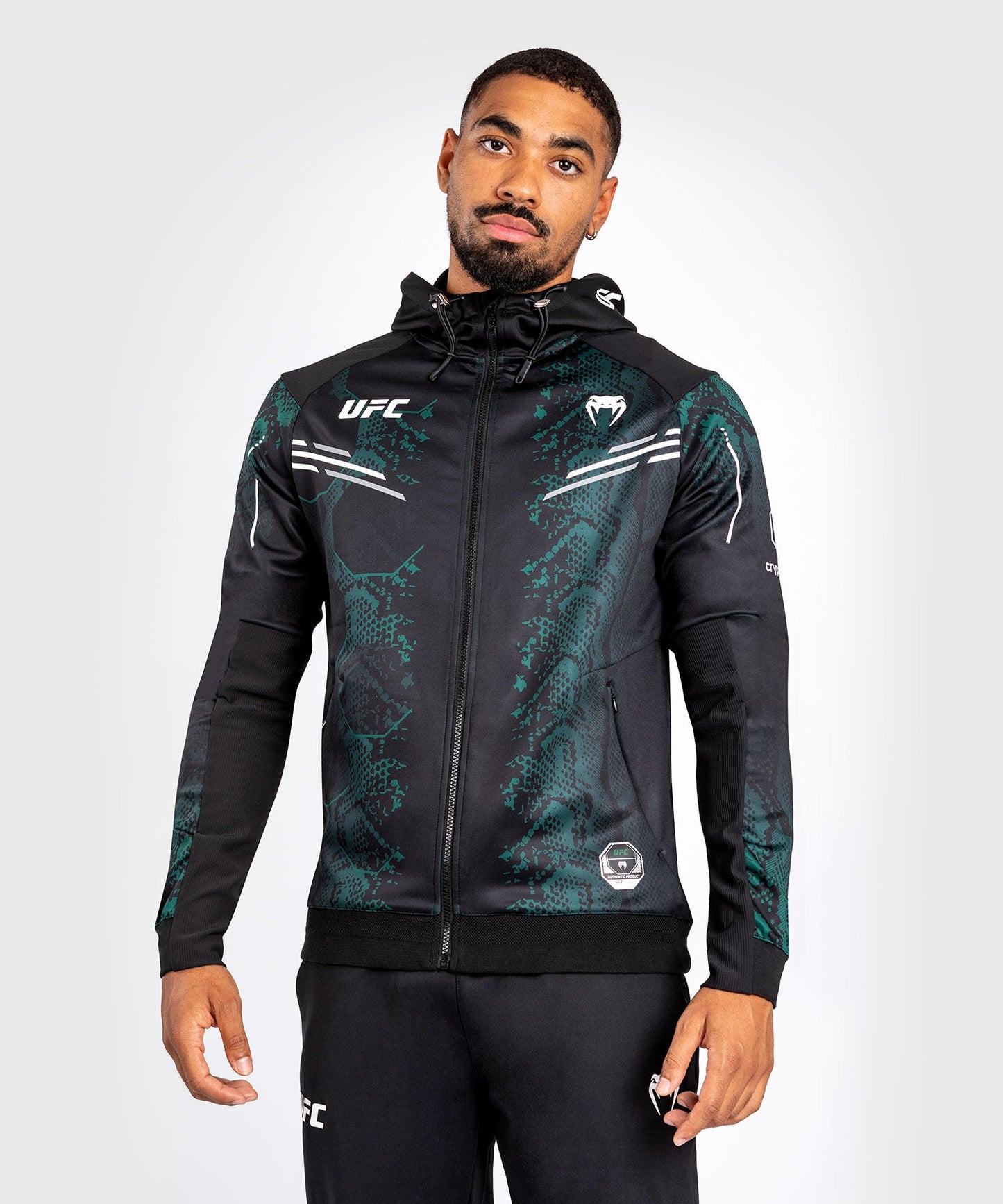 UFC Adrenaline Herren Kapuzenjacke by Venum Authentic Fight Night - Emerald Edition - Grün/Schwarz