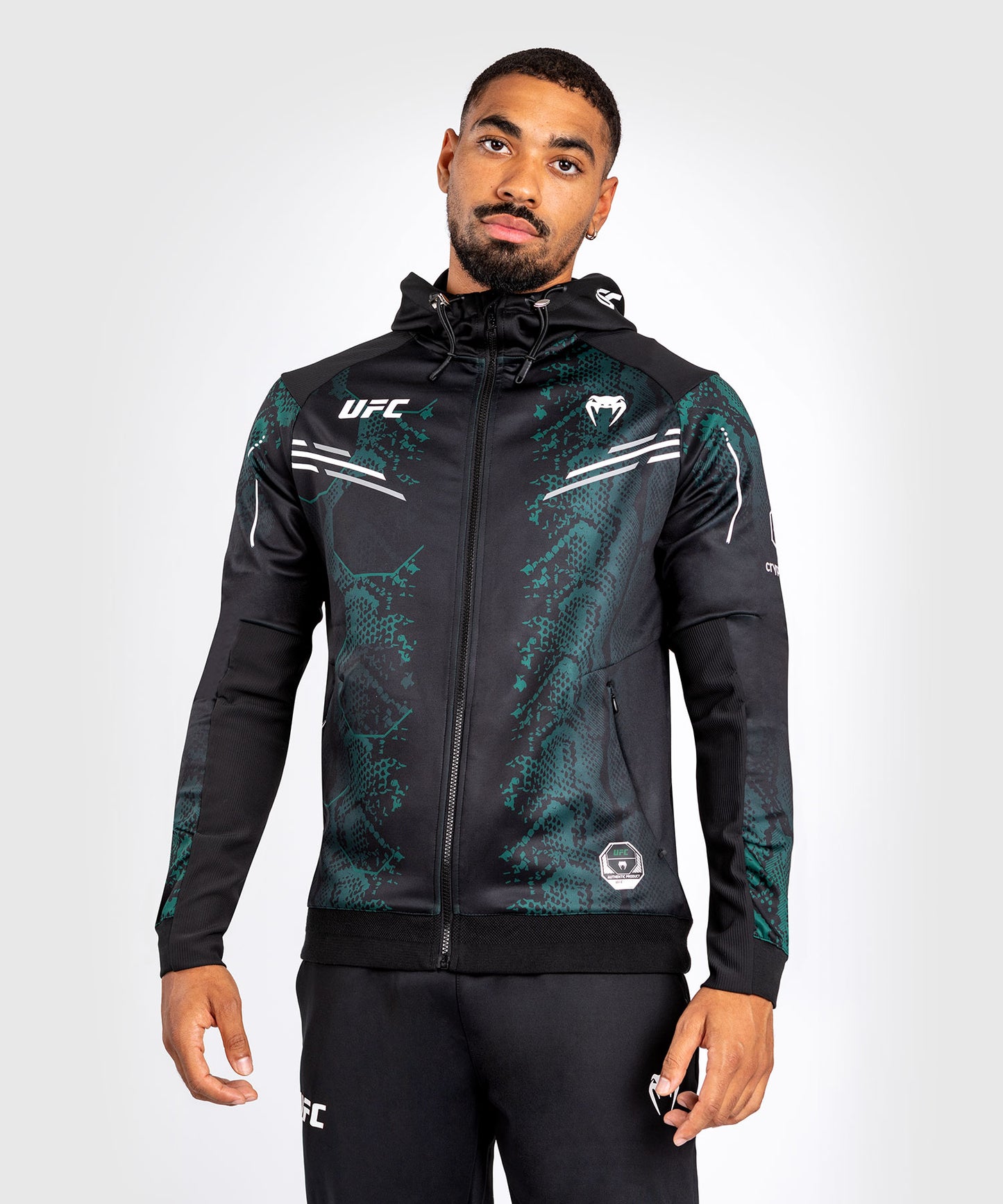 Veste à capuche pour Hommes UFC Adrenaline by Venum Authentic Fight Night - Emerald Edition - Vert/Noir