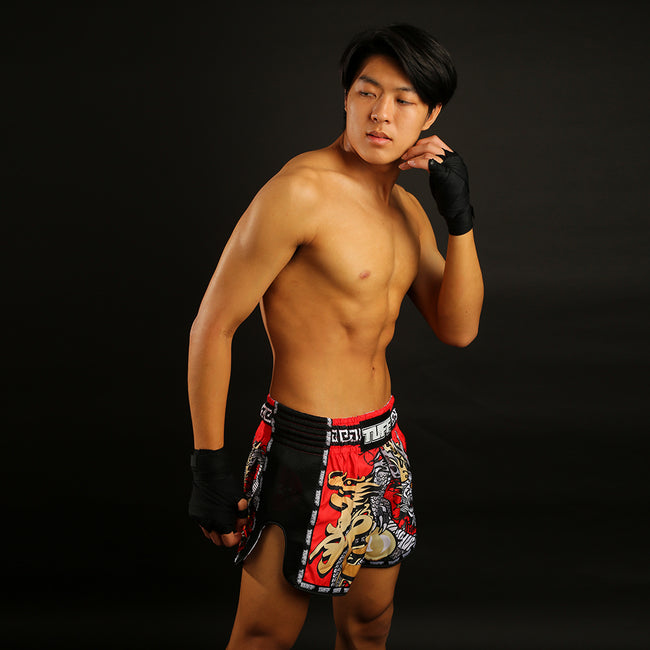 Tuff Retro Style Shorts de Muay Thai – Rojo